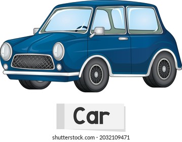 Educational English Word Card Of Car Illustration