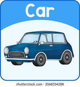 Educational English Word Card Of Car Illustration