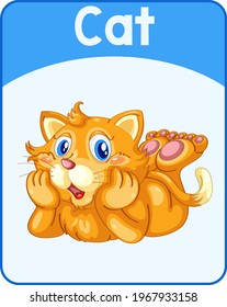 Educational English word card of cat illustration