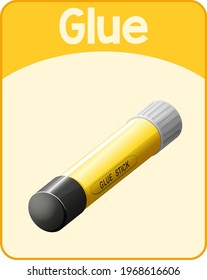 Educational English word card of glue illustration