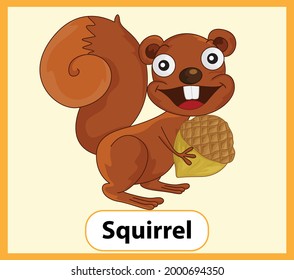 Educational English word card of Squirrel illustration