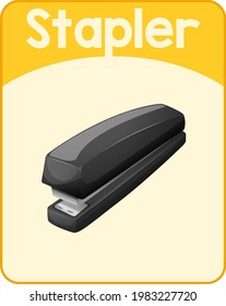 Educational English word card of stapler illustration