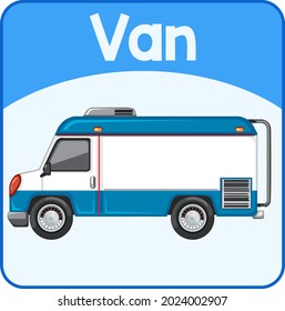 Educational English Word Card Of Van Illustration