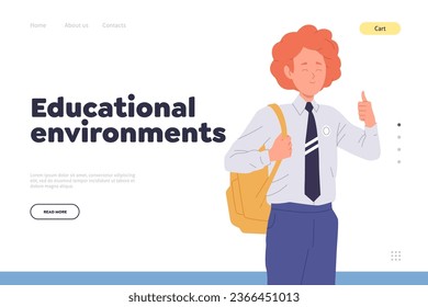 Educational environments for students international diversity landing page design template