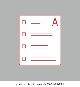 Educational Exam Paper Icon. Exam sign, thin symbols or lined elements in outline style. Ideal for education or testing concepts. exam test results, pencil flat icon, survey success sign. Eps file 29.