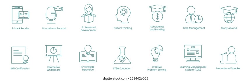 Educational Excellence and Skill Enhancement Vector Icons