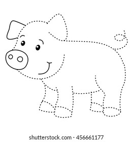 Educational Exercise Coloring Book Children Pig Stock Vector (Royalty ...