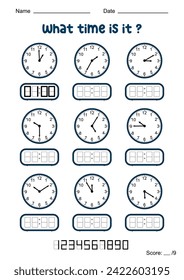 Educational exercises for children What time is it? Worksheets.