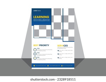 Plantilla de diseño de afiches de volante educativo de diseño vectorial limpio y fresco.