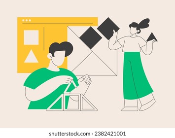 Educational game abstract concept vector illustration. Gaming education platform, gamified learning system, play and learn, magnetic constructor, playing kids, intellectual toys abstract metaphor.