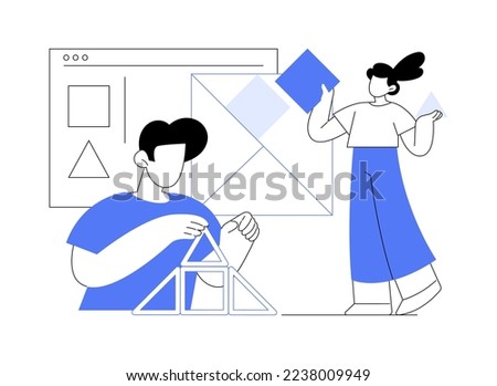 Educational game abstract concept vector illustration. Gaming education platform, gamified learning system, play and learn, magnetic constructor, playing kids, intellectual toys abstract metaphor.