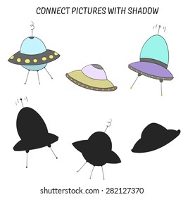 Educational game for child connect with shadow vector illustration