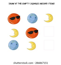 Educational game for child draw the missing vector illustration