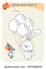 Educational game for children. Circle the hare on the dots and color it