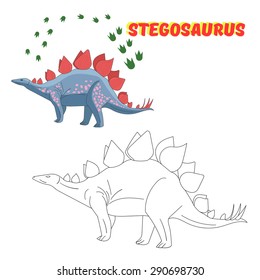 Educational game for children coloring book  dinosaur vector illustration