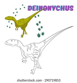 Educational game for children coloring book  dinosaur vector illustration