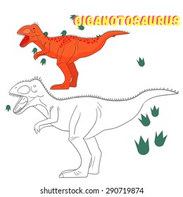 Educational game for children coloring book  dinosaur vector illustration