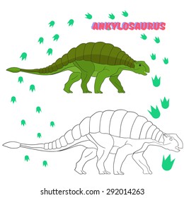 Educational game for children coloring book  dinosaur vector illustration