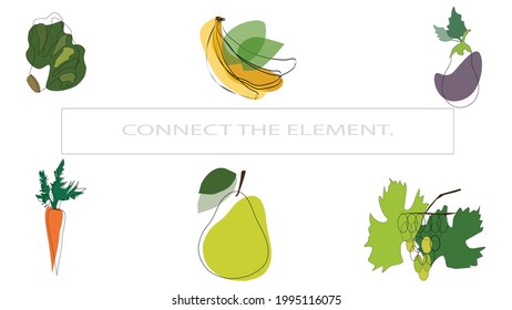  Educational game for children. Connect details.  Match the right object.  BY MEANING .VEGETABLES AND FRUITS.