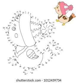 Educational game for children. Connect the dots on the figures. Bird. Vector illustration.