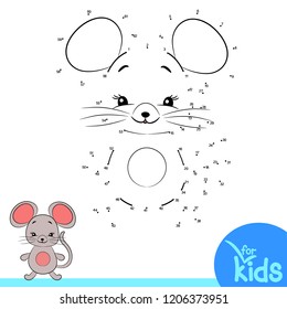 Educational game for children. Connect the dots in order. Vector illustration. Funny mouse