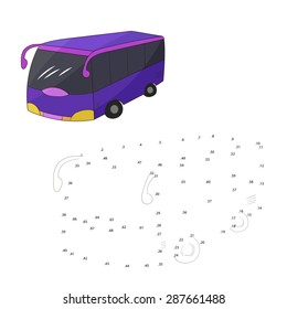 Educational game for children connect the dots to draw city bus vector illustration