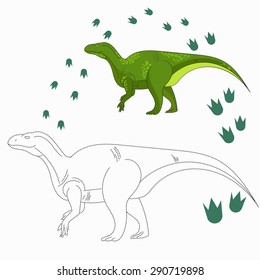 Educational game for children connect the dots to draw dinosaur vector illustration