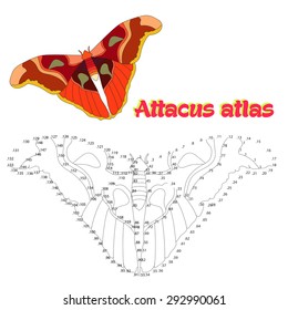 Educational game for children connect the dots to draw butterfly vector illustration