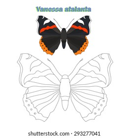 Educational game for children connect the dots to draw butterfly vector illustration