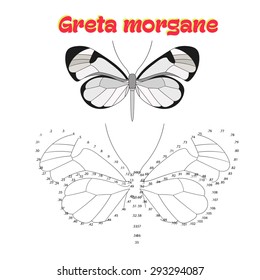 Educational game for children connect the dots to draw butterfly vector illustration
