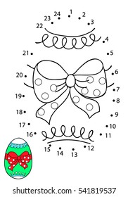 Educational game for children. Connect the dots on the figures. Easter egg, vector illustration.