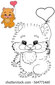 Educational game for children. Connect the dots on the figures. Hamster,   vector illustration.