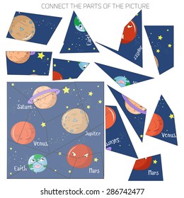 Educational game for children connect the parts of the picture vector illustration