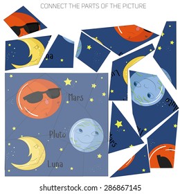 Educational game for children connect the parts of the picture vector illustration
