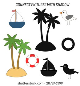 Educational game for children connect with shadows vector illustration