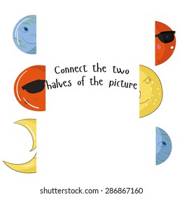 Educational game for children connect two parts of picture vector illustration
