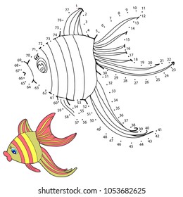Educational game for children. Connet the dotson the figures. A fish. Vector illustration.

