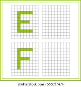 Educational game for children. Copy the letters using the grid. Vector illustration. alphabet - worksheet for kids. 