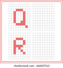 Educational game for children. Copy the letters using the grid. Vector illustration. alphabet - worksheet for kids. 