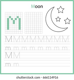 Educational game for children. Copy the letters using the grid.  Writing A-Z, alphabet - worksheet for kids. Painting page.  Vector illustration. 