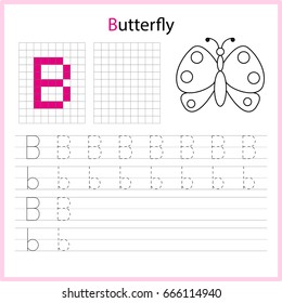 Educational game for children. Copy the letters using the grid.  Writing A-Z, alphabet - worksheet for kids. Painting page.  Vector illustration. 