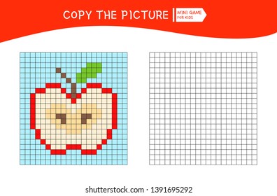 Educational game for children. Copy the picture by grid.