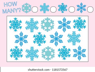 Educational game for children. Count how many objects. Vector illustration.