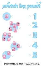 educational game for children. count and match. Learn numbers with animals.