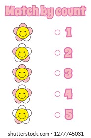 educational game for children. count and match. Learn numbers with flowers. 