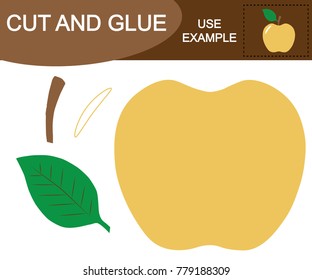 Educational game for children. Create the image of apple (fruit) using scissors and glue. 