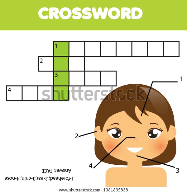 Educational game for children Crossword puzzle kids activity My body
