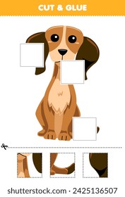 Juego educativo para niños cortar y pegar una parte de una linda hoja de trabajo de mascotas imprimible imagen de perro