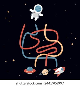 Educational game for children. Cute template with astronaut and Enelo spaceship rocket.Fun hobby. Useful game for children.