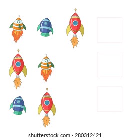 Educational game for children draw missing rocket